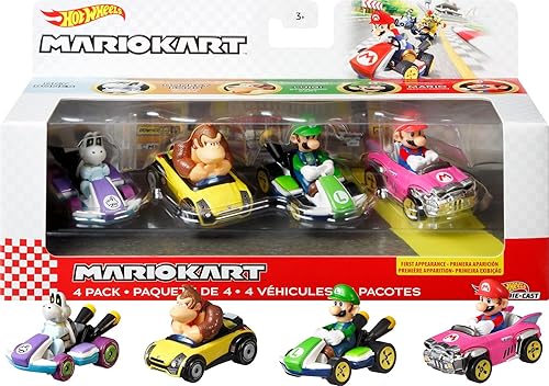 Hot Wheels Mattel Mario Kart Die-Cast 4-Pack Assortment (Nintendo)