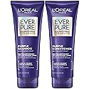 L’Oreal Paris EverPure Sulfate Free Brass Toning Purple Shampoo and Conditioner Set for Blonde, Bleached, Silver, or Brown Highlighted Hair, 1 Kit