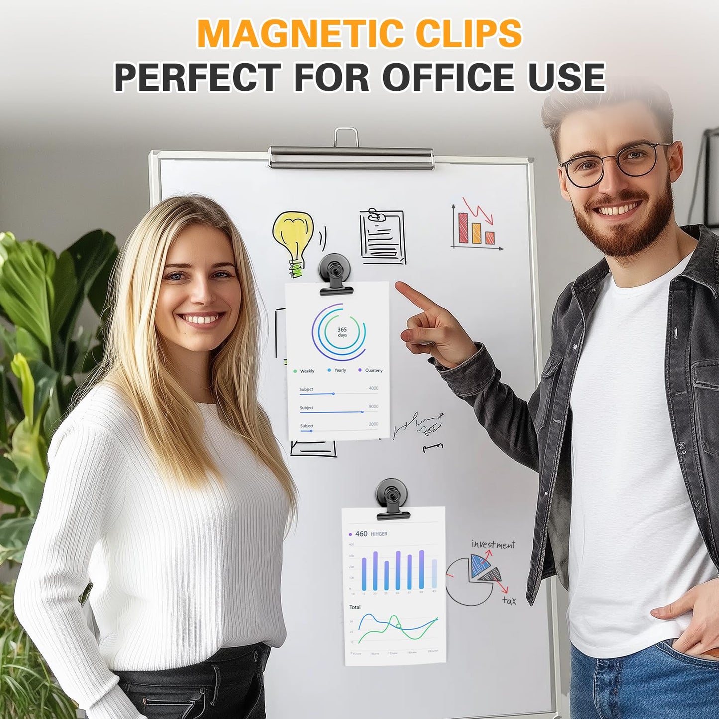 12-Pack Heavy-Duty Magnetic Clips – Fridge & Whiteboard Magnets for Notes, Lists, Photos, Home, Office & Classroom Use (Black)