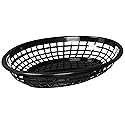 TABLECRAFT (1084BK) - OVAL PLASTIC SERVING BASKET, BLACK (PACK OF 12)