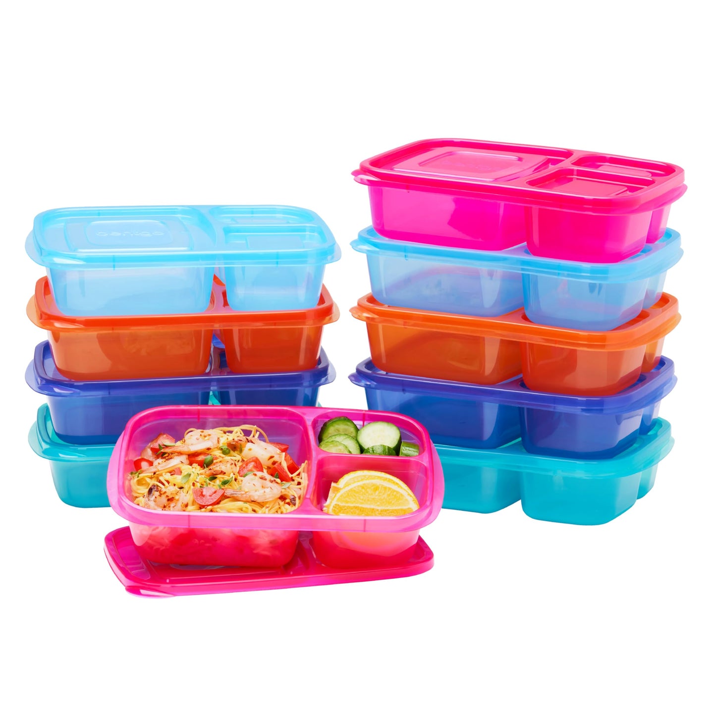 Bentgo Easyboxes - Original Stackable Lunch Boxes - Reusable 3-Compartment Food Containers for Kids and Adults - Bento Lunch Box for Meal Prep…