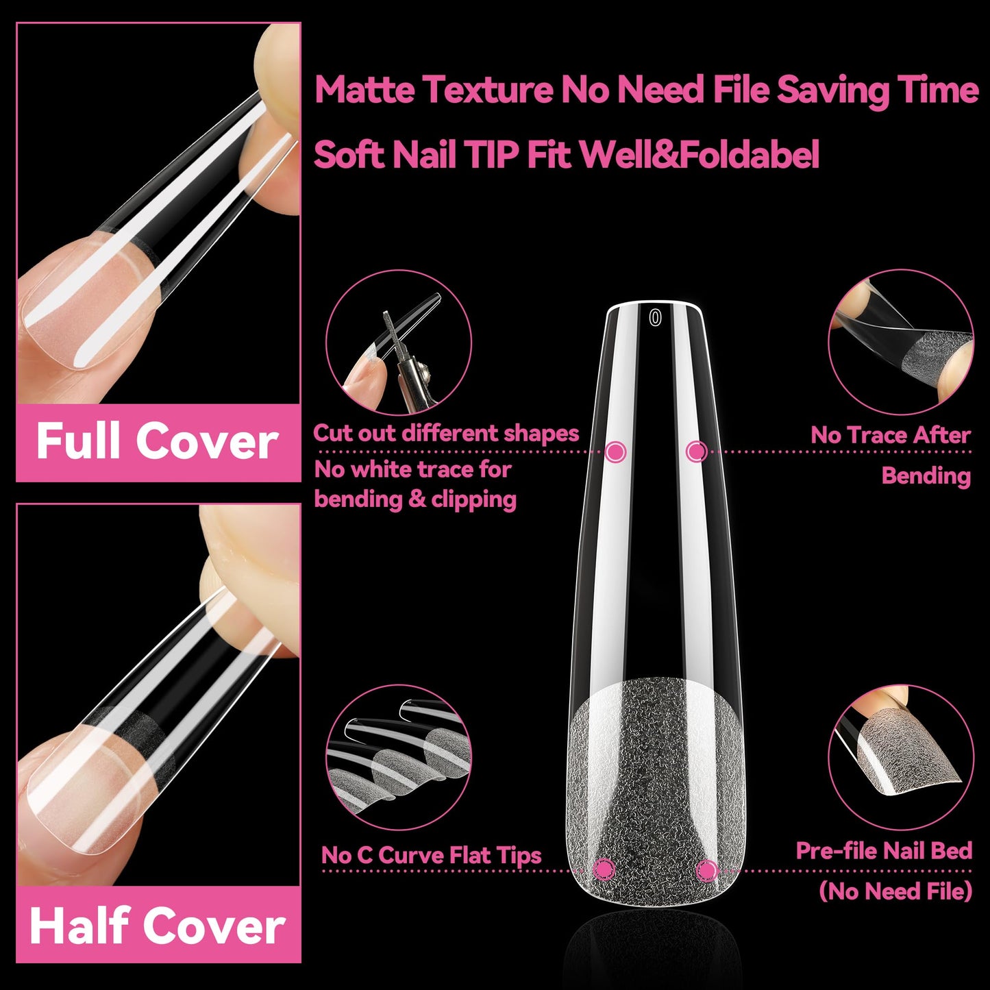 UNA GELLA Extra Long Coffin Nail Tips XXL Soft Gel Nail Tips Coffin 120pcs Pre-shape Press On Nails No C Curve Full Cover Ballerina Nail Tip Clear Beauty and Personal Care UNA GELLA