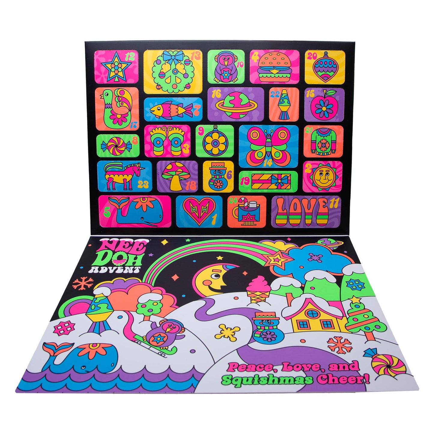 Schylling NeeDoh Squishmas Advent Calendar - 24 Mini Squeeze Toys - Christmas Countdown - Ages 3 to Adult