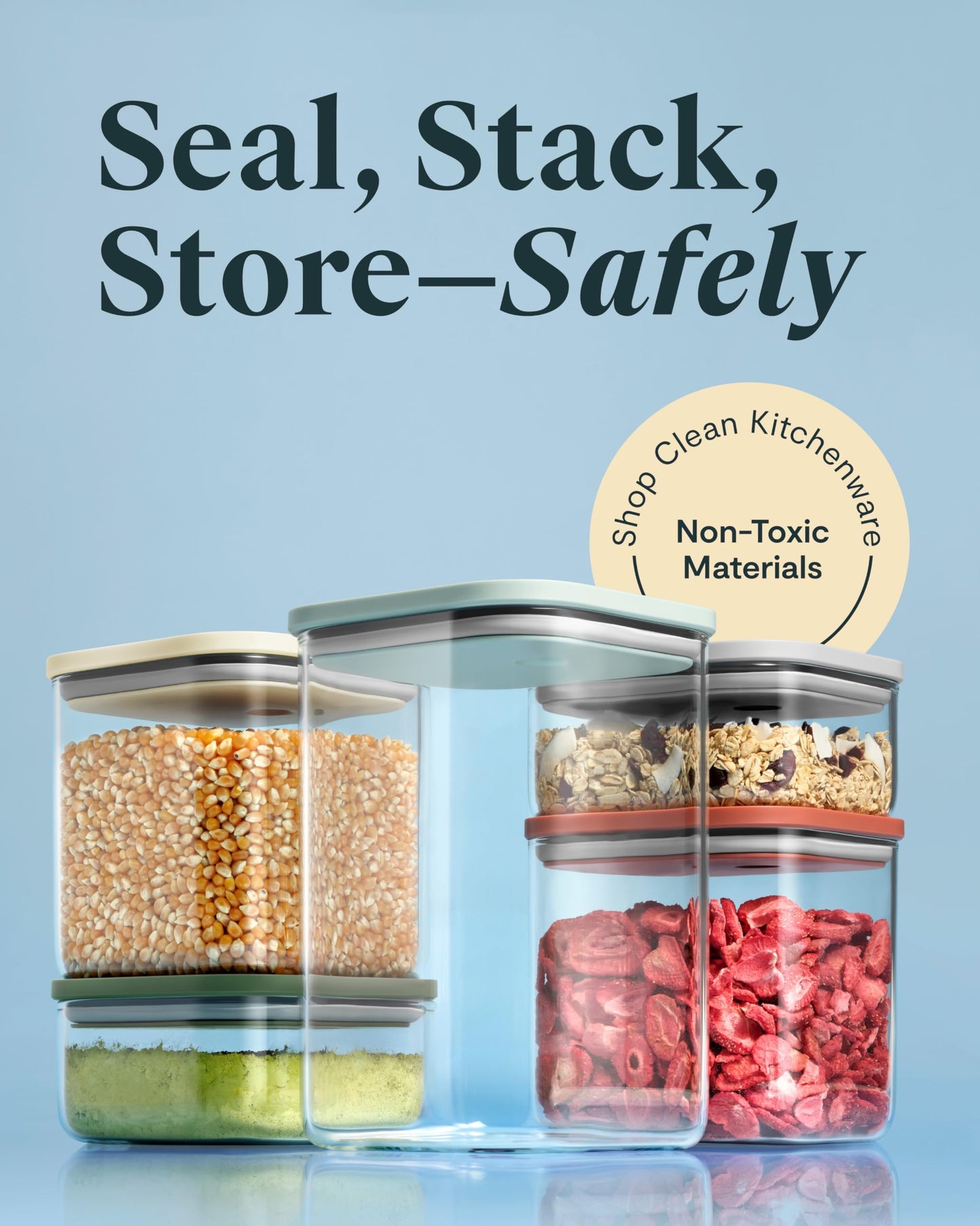 Caraway 13-Piece Glass Airtight Food Storage Containers with Lids - Non-Toxic, BPA-Free Kitchen Storage Containers - Stackable, Space-Saving Airtight…