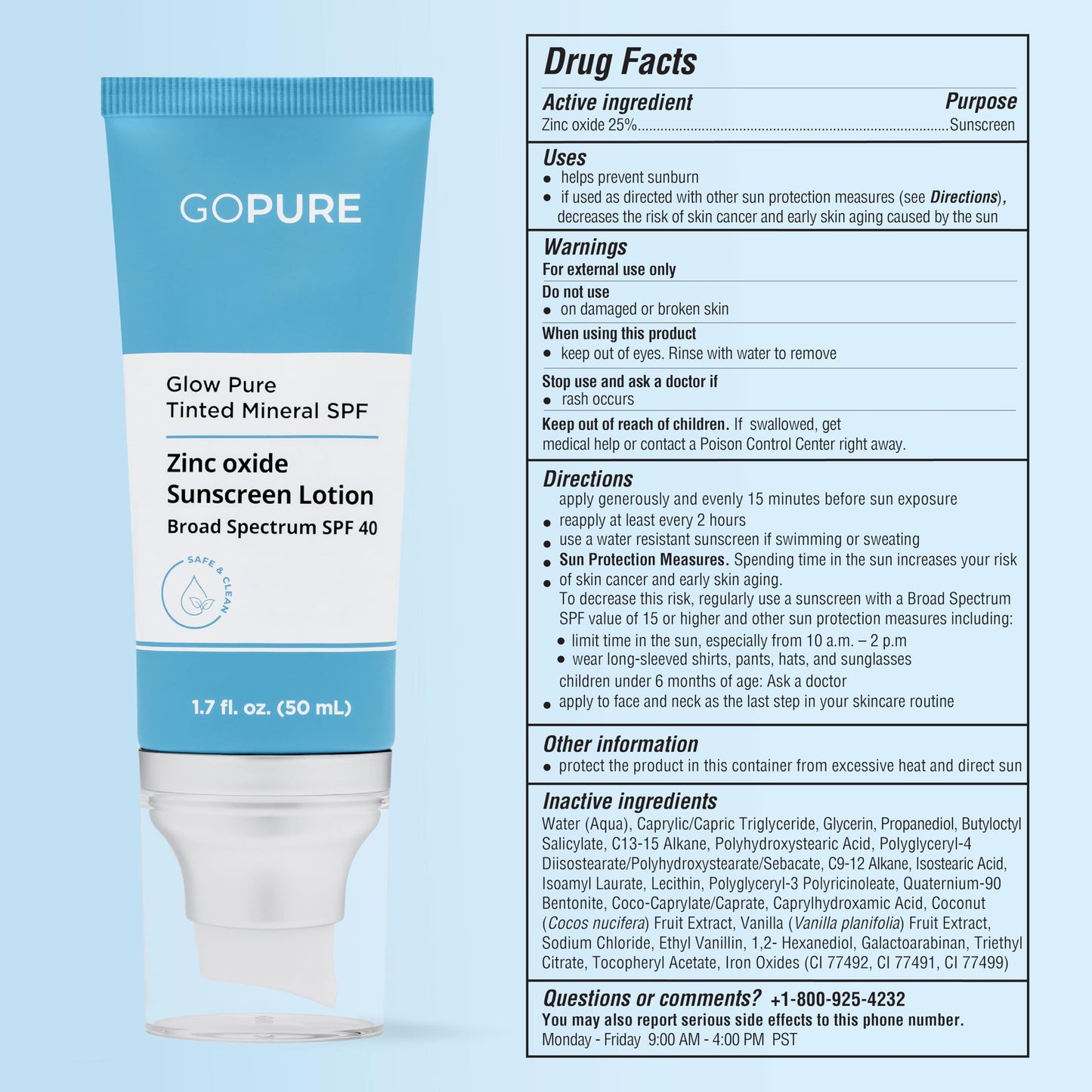 goPure Glow Pure Tinted Mineral SPF 40 PA+++ Face Sunscreen – Dermatologist-Tested Tinted Moisturizer with SPF, Reef-Friendly, Fragrance-Free