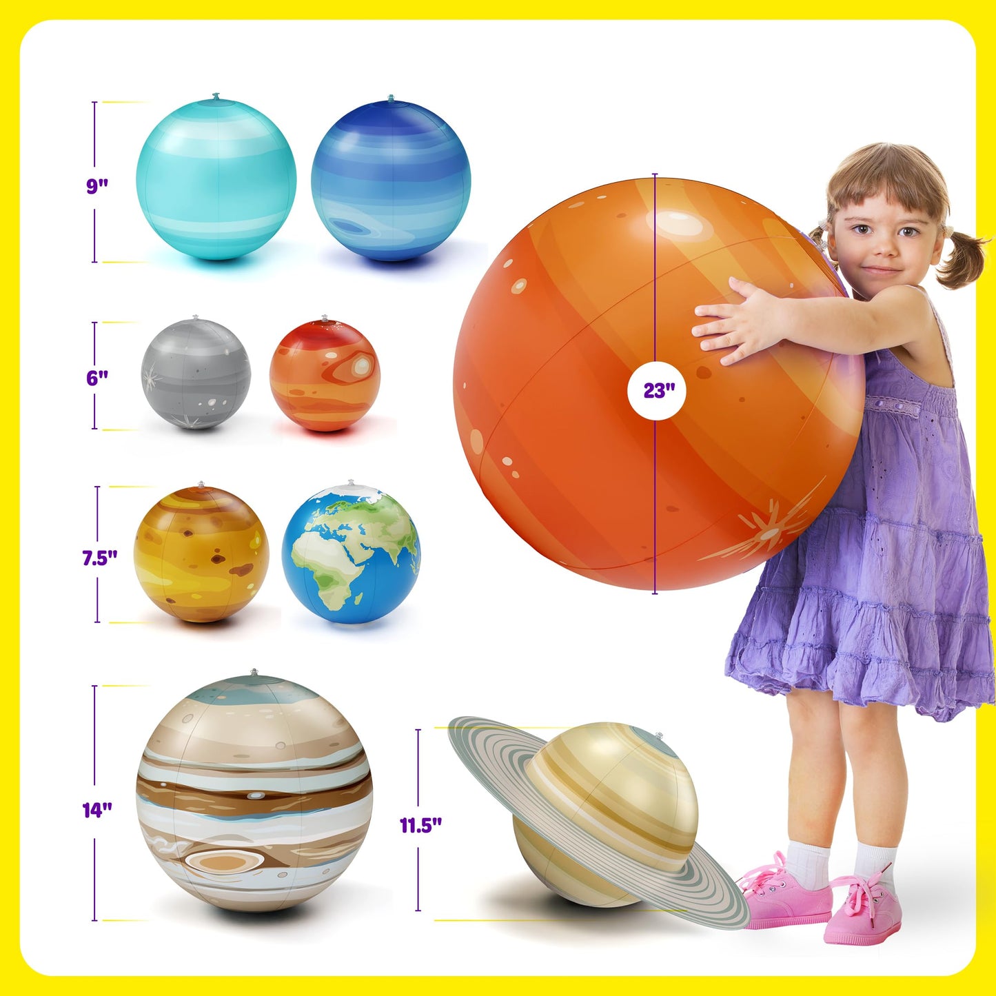 Dan&Darci Inflatable Solar System Planets – Science Toy & Astronomy Gift for Kids, Space-Themed Room Decor, Ceiling & Party Decorations Ages 5–12