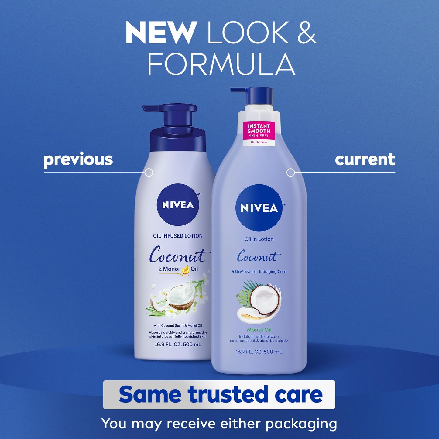 NIVEA Oil Infused Lotion Coconut and Monoi Oil Body Lotion for Women, Fast-Absorbing and Non-Greasy Coconut Scented Lotion Moisturizes for 48 Hours