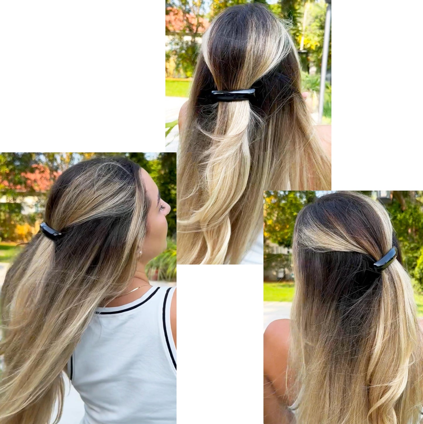 Camila Paris CP3019 French Hair Barrette Clip for Girls, Black, Rubberized Metal Clasp Strong Hold Grip Hair Clips for Women, No Slip Durable