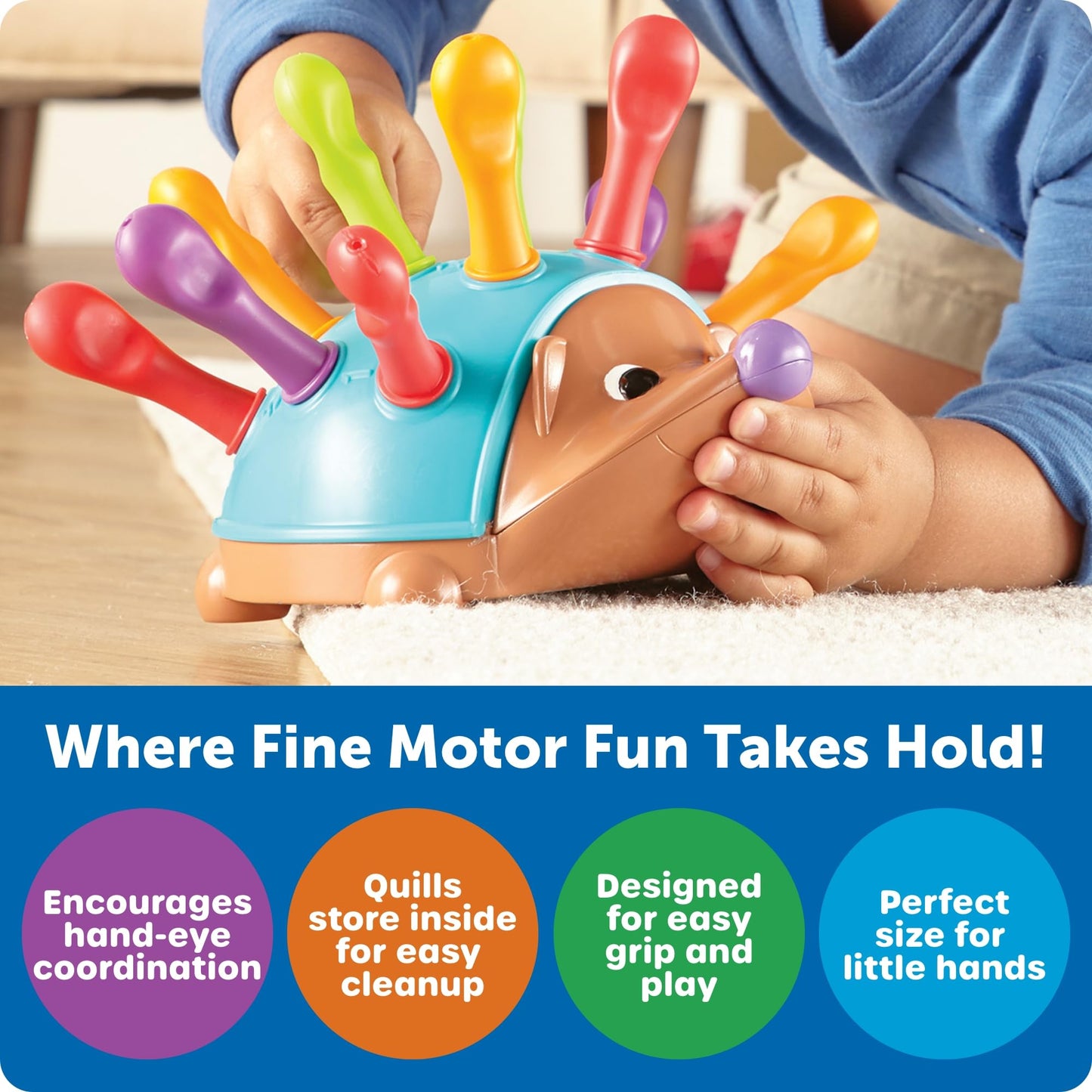 Learning Resources Spike The Fine Motor Hedgehog – Montessori Toddler Toy for Stacking, Sorting & Matching, Educational Gift for Kids Ages 18m+