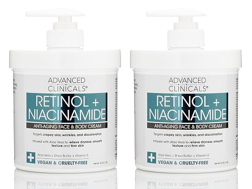 Advanced Clinicals Retinol Body & Face Lotion W/Niacinamide, Dry Skin Face Moisturizer & Crepey Skin Care Treatment, Anti Aging Retinol Cream Reduces