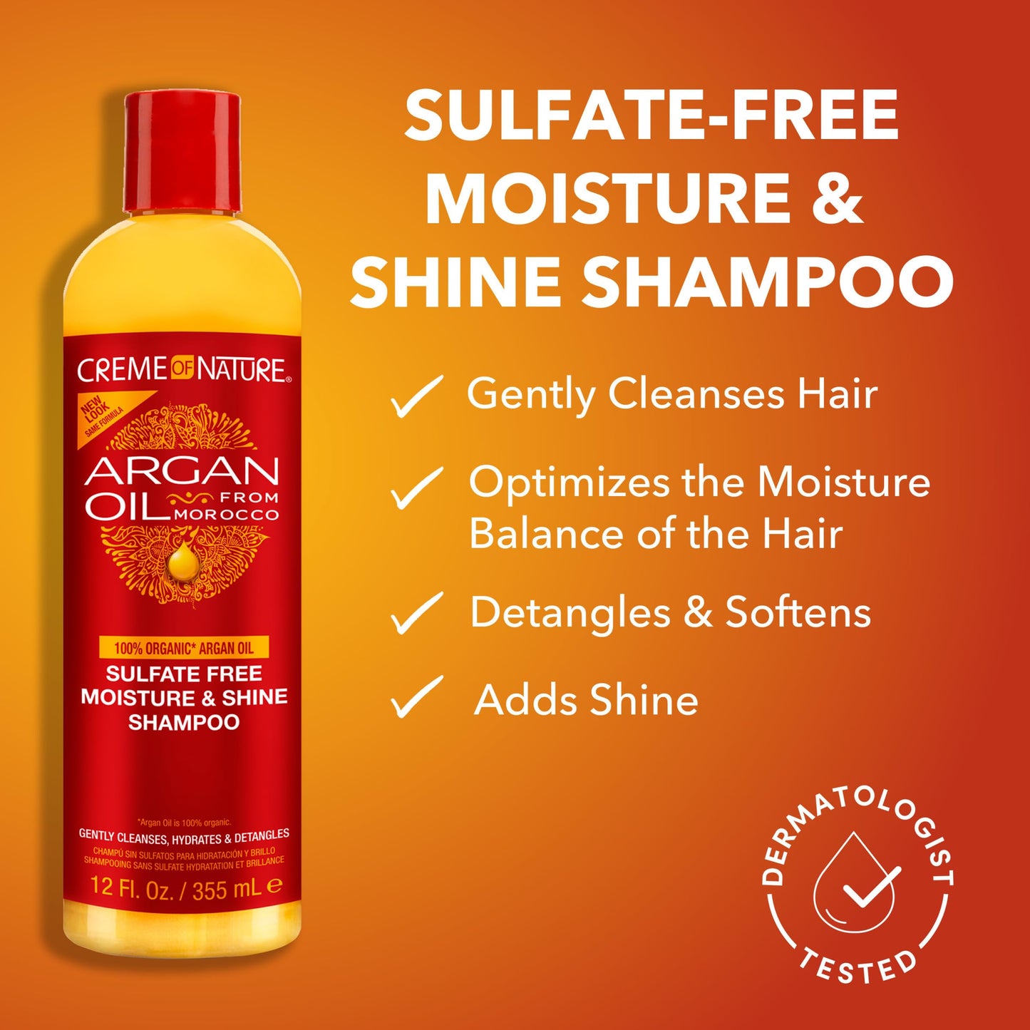 Creme of Nature Argan Oil from Morocco Sulfate-Free Moisture and Shine Shampoo and Intensive Conditioning Treatment Set, Hydrating Shine-Enhancing