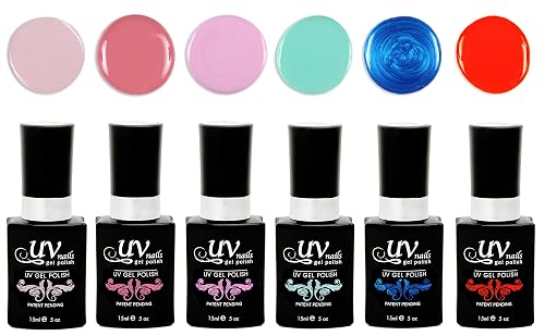 UV-NAILS Gel nail polish cure with UV or LED nail lamp gel polish for nails Set of 6 (BELIZE) Beauty & Personal Care UV-NAILS