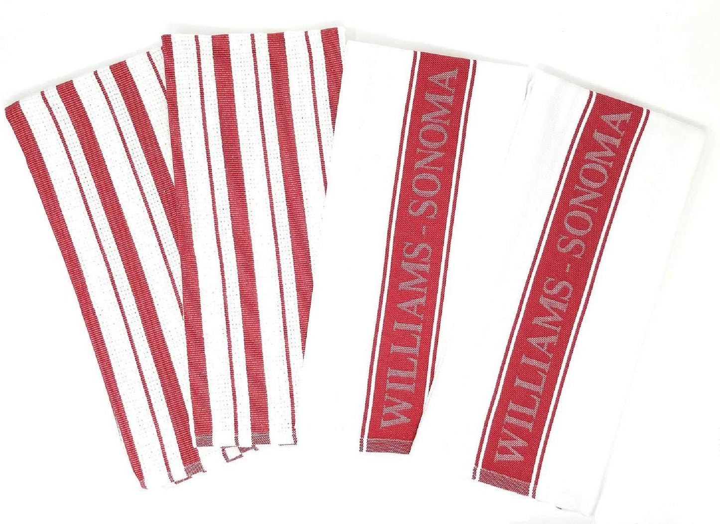 Williams-Sonoma Classic Striped Towels Set & Logo Towels Set - 4 Pack (Claret)