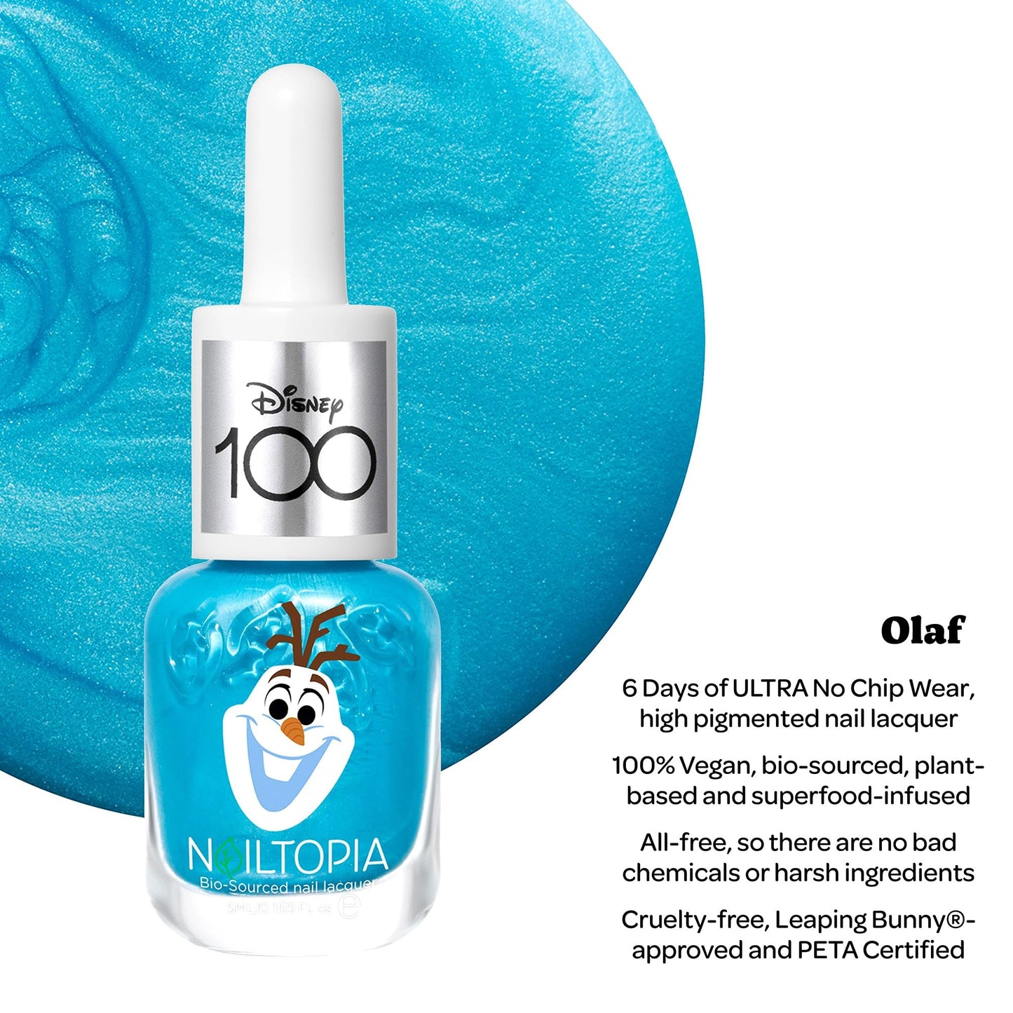 Nailtopia Bio-Sourced Chip Free Nail Lacquer Disney Collection Olaf - Superfood-Infused Polish - Chip Resistant Formula - Quick-Dry, Long Lasting Wear Beauty & Personal Care Nailtopia