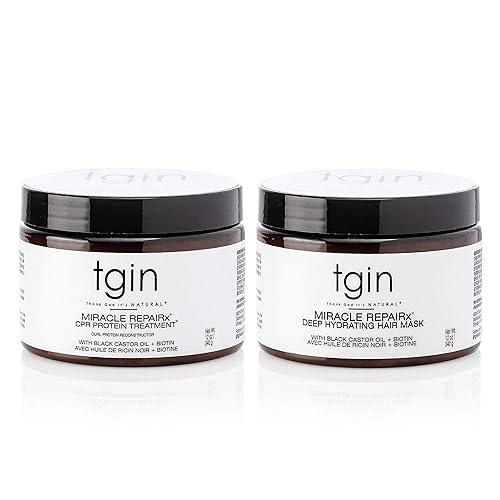 tgin Miracle RepaiRx Strengthening CPR Protein Treatment & Deep Hydrating Hair Mask, for Curly, Coily and Wavy Hair, Repairs, Protects, and Restores