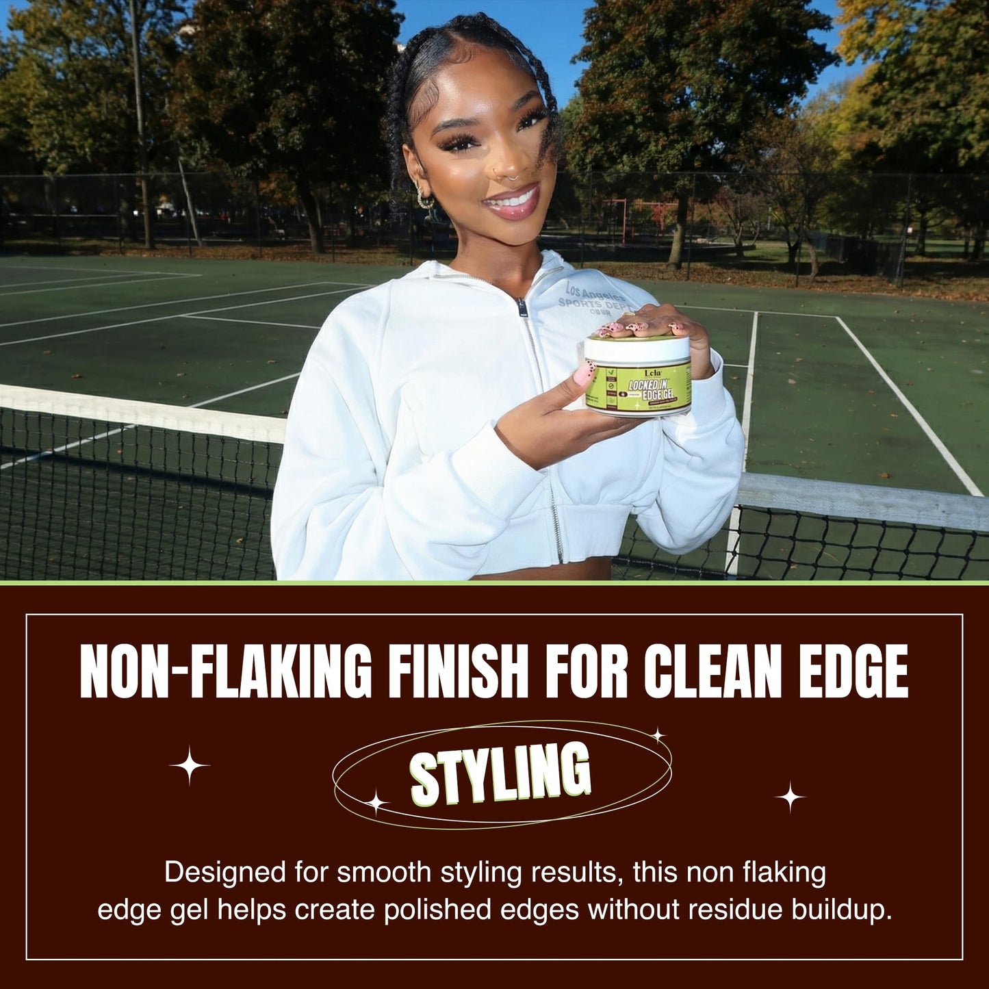Lela Beauty Locked In™ Edge Gel with Tea Tree, Biotin & Castor Oil - Travel Friendly Styling with Mini Edge Brush - Long Lasting & Non-Flaking