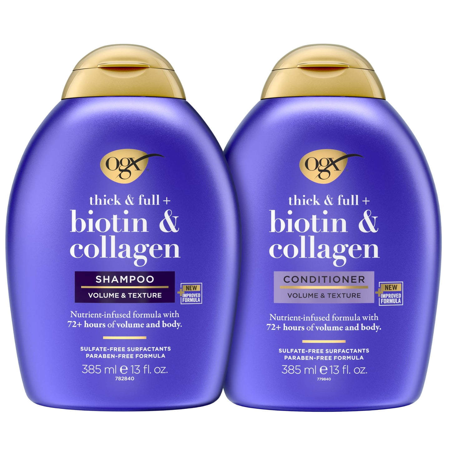 OGX Thick & Full + Biotin and Collagen for Hair Volume & Body, Sulfate Free Volumizing Shampoo & Conditioner Set for Fine & Thinning Hair