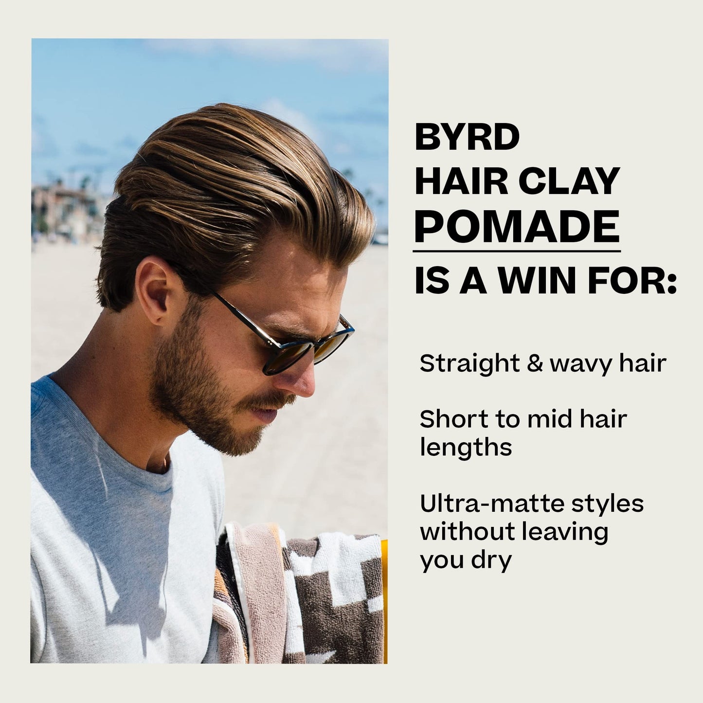 BYRD Hair Clay Pomade - Strong Hold, Ultra Matte Finish, Add Volume and Sculpt to All Hair Types, 3.35 Oz