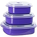 Reston Lloyd Nesting Microwave Containers, Set of 3, Adjustable Steam Vents, Airtight, Meal Prep, Durable BPA-Free Plastic- Freezer & Dishwasher…
