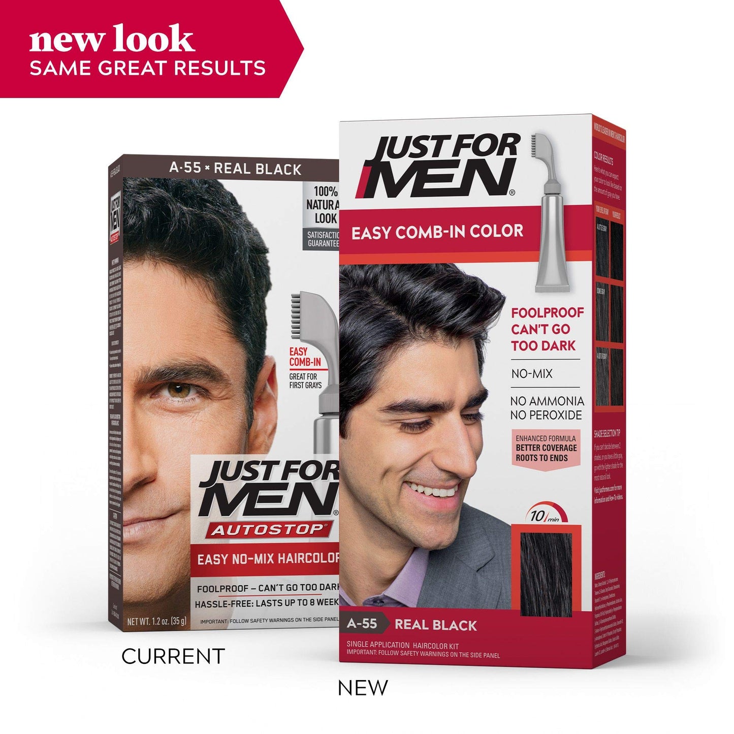 JUST FOR MEN AUTO STOP COMB IN REAL BLACK A55