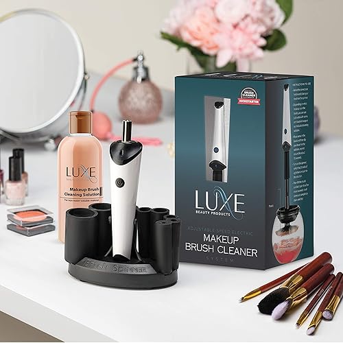Luxe Electric Makeup Brush Cleaner Machine with Cleaning Solution - USB Charging Station, Automatic Brush Washer and Dryer - 3 Adjustable Speeds