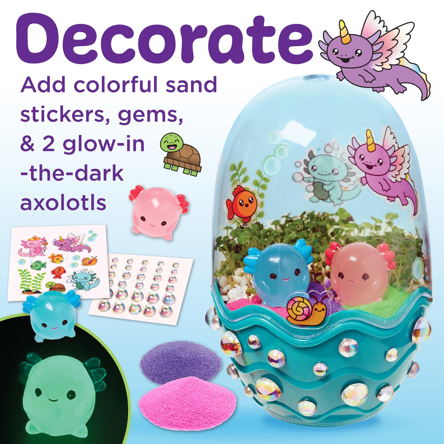 Creativity for Kids Mini Garden: Axolotl Terrarium – STEM Science & DIY Arts & Crafts Kit for Kids, Fun Gift & Stocking Stuffer for Ages 6+