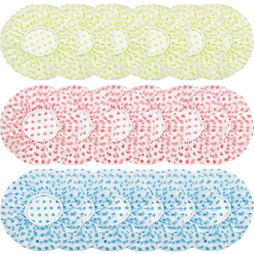 18Pcs Plastic Shower Caps for Women Reusable Waterproof Bath Caps Bathing Hair Cap Shower Caps for Shower,Spa,Salon,Housework,Girls,Home,Travel