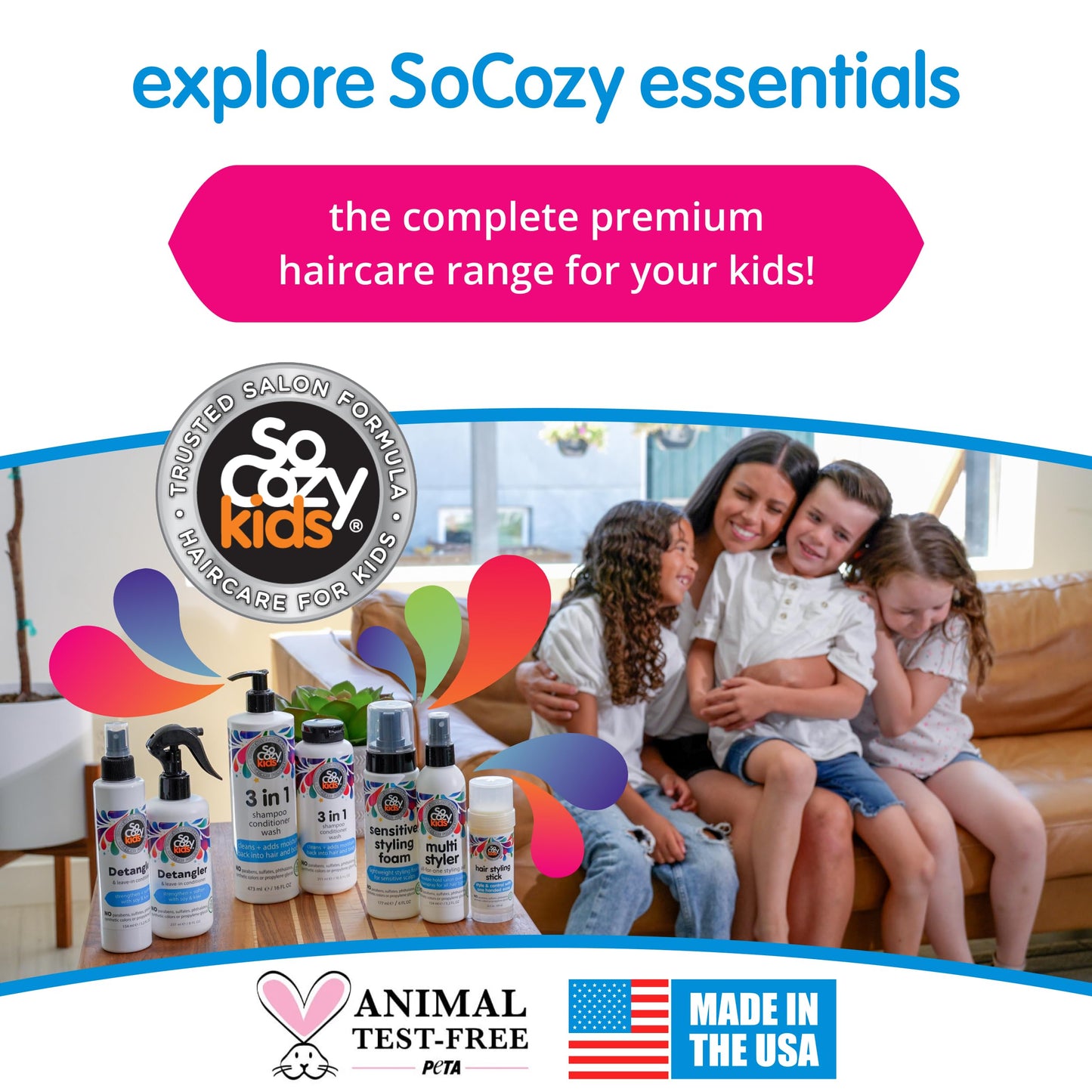 So Cozy Kids Hair Detangler & Leave-In Conditioner Spray – Paraben-Free, Frizz Control & Conditioning Spray (8 fl oz)