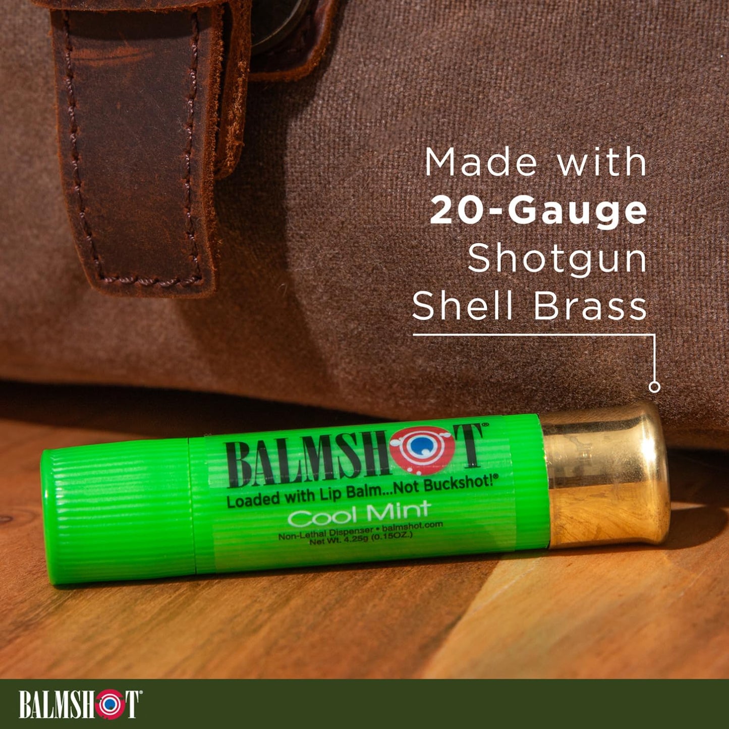 BALMSHOT Cool Mint Lip Balm SPF 15 (4-Pack) - Beeswax Chapstick for Men & Women, Deep Moisturizing Lip Repair for Dry Cracked Lips, 20-Gauge Brass