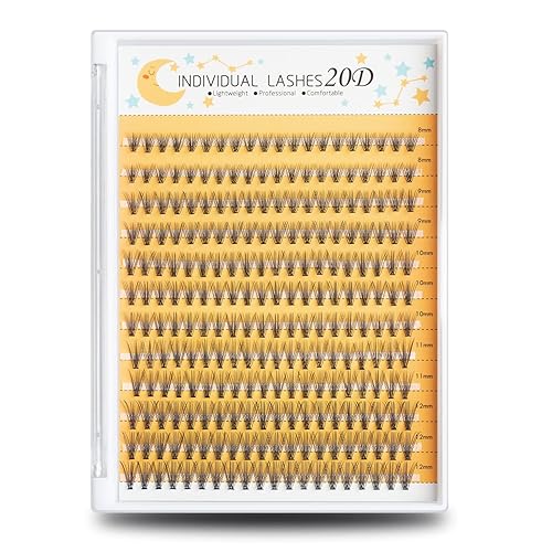 FinyDreamy 240pcs Individual Lashes Extension, 20D Volume Mix Pack Cluster Lashes, 8-12mm Mix Lengths C Curl 0.07mm Thickness Professional Makeup