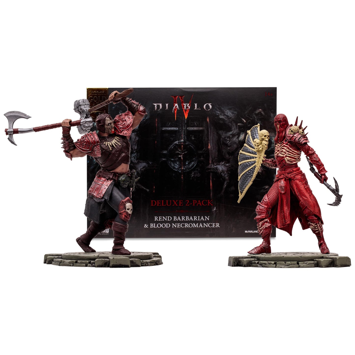 McFarlane Toys - Diablo IV Rend Barbarian and Blood Necromancer 2pk Gold Label 1:12 Scale Posed Figures, Gold Label, Amazon Exclusive