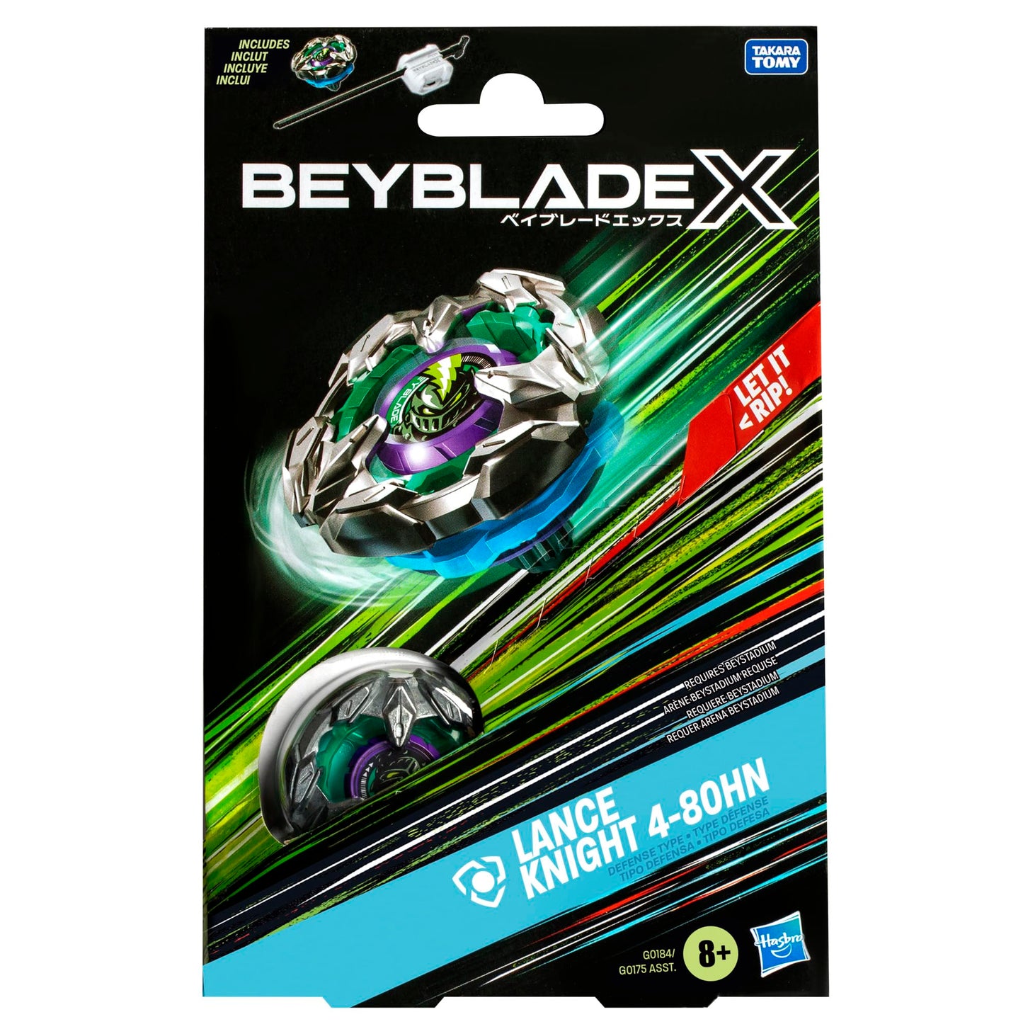 BEYBLADE X Lance Knight 4-80HN Starter Pack Set with Defense Type Right-Spinning Top and Launcher; Battling Top Toys for 8 Year Old Boys and Girls