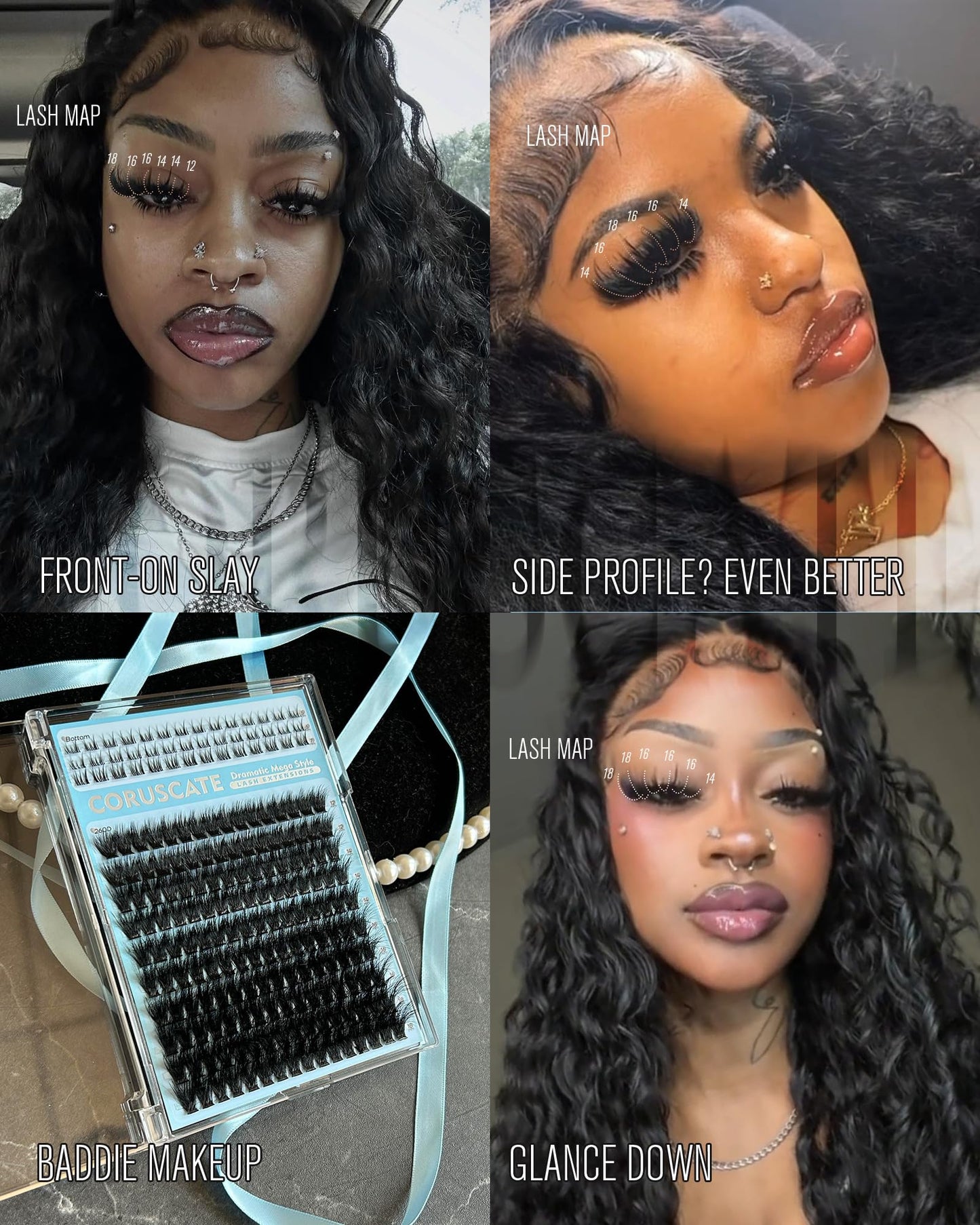 CORUSCATE 260D Lash Clusters Mink Eyelash Clusters with Bottom Lashes D Curl Cluster Eyelash Extensions Mega Volume 12-18mm Individual Lashes Full Beauty and Personal Care CORUSCATE