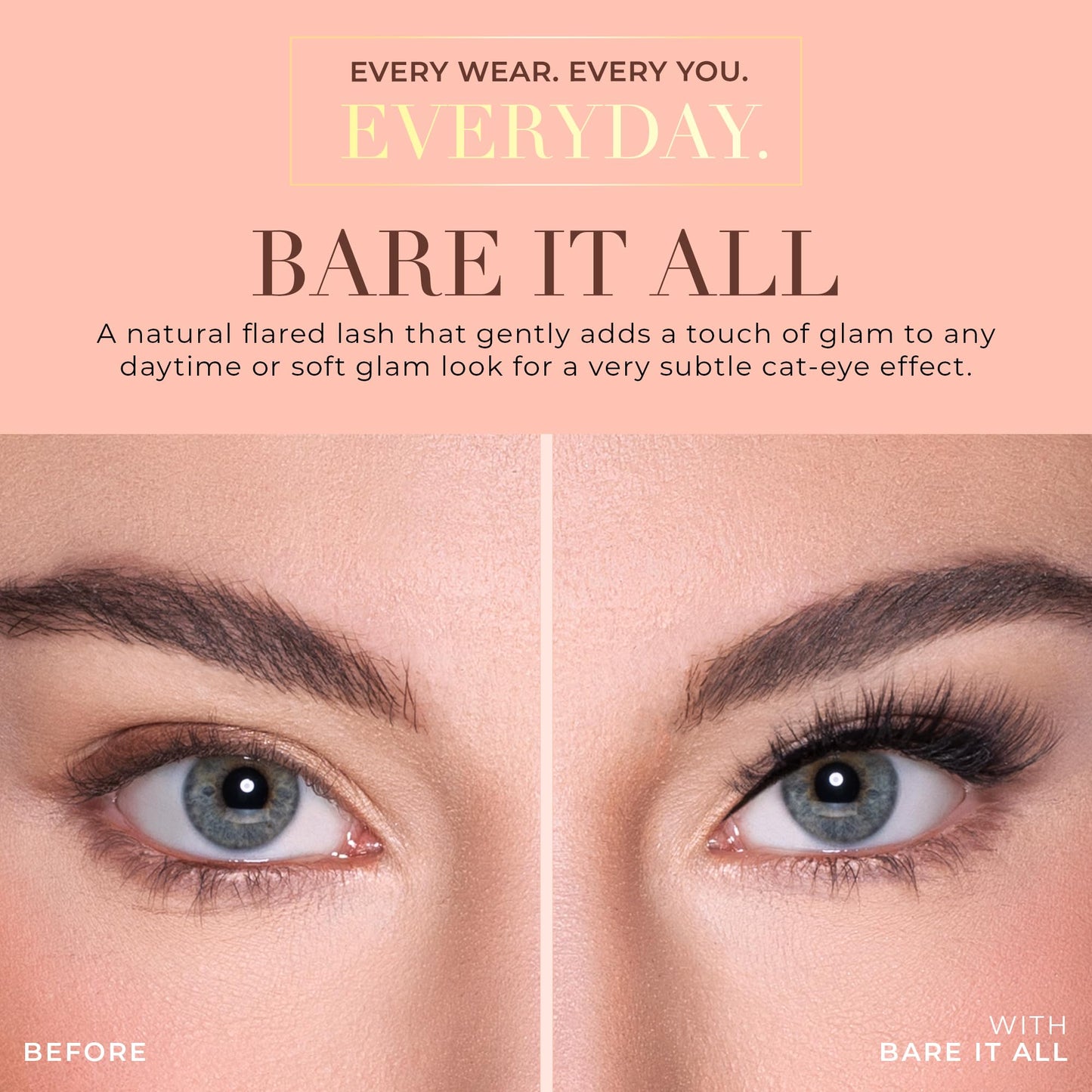 Lilly Lashes Everyday Bare it All Natural Lashes, Faux Mink Natural Eyelashes, False Eyelashes Everyday Use, Cat Eye Lashes, Individual Lashes