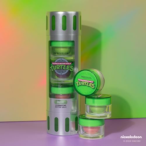 Profusion Cosmetics TMNT Illuminating 3 PC Face & Body Glitter Jelly Set, Long-Lasting Hydrating Jelly for Party Makeup, Multi-Purpose Glitter Gel