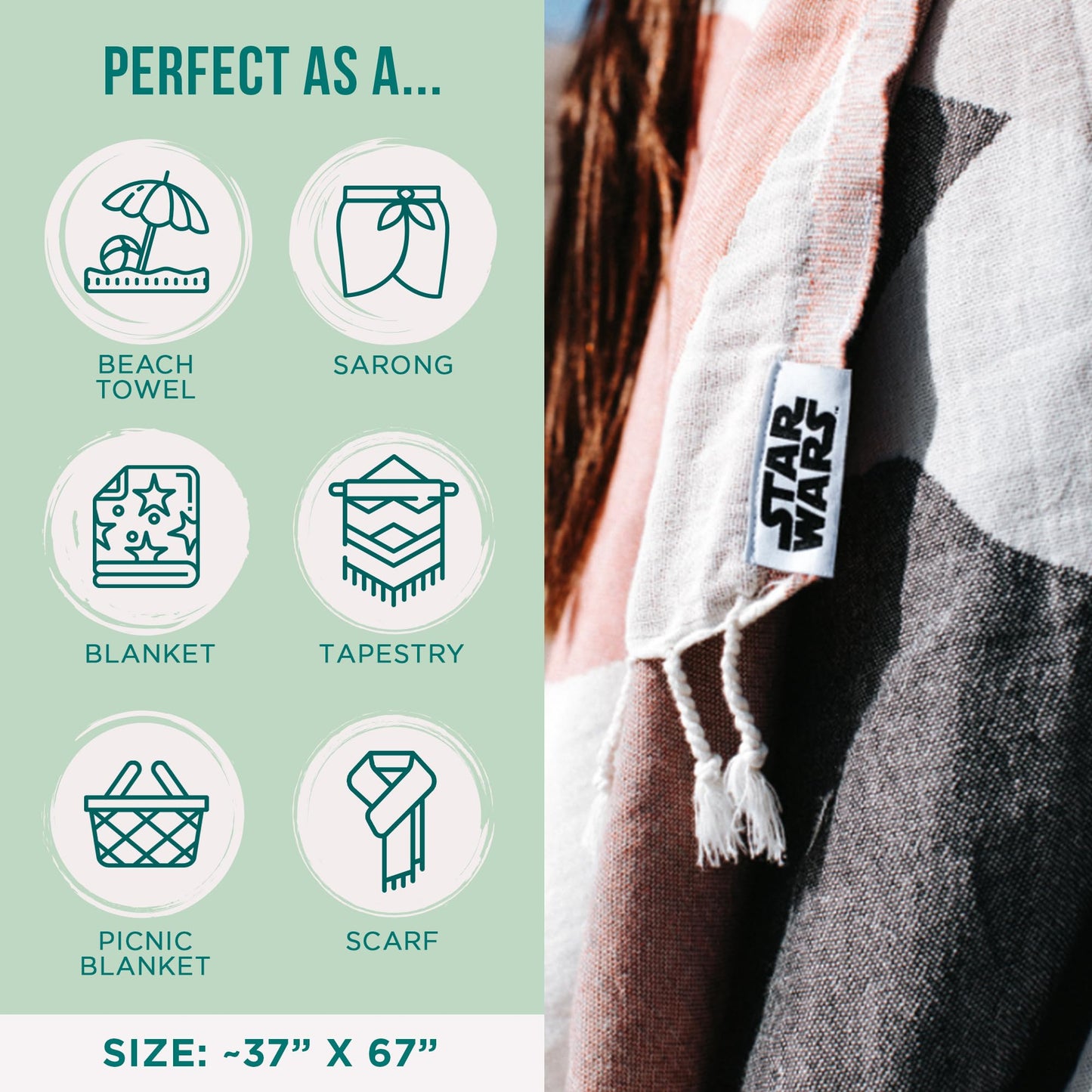 Sand Cloud Turkish Beach Towel - Sand Free - 100% Certified Organic Turkish Cotton Yarn - Quick Dry Towel for Beach, Picnic, Blanket or Bath - As…