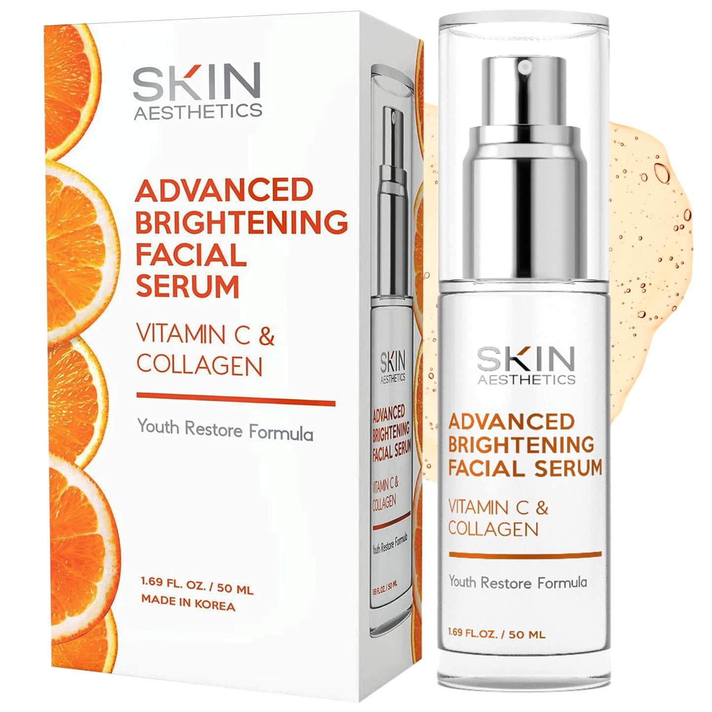 Skin Aesthetics Vitamin C Serum For Face - Dermatologist Tested - with Collagen For Dark Spots, Skin Brightening, Anti-Aging & Acne + Fine Lines