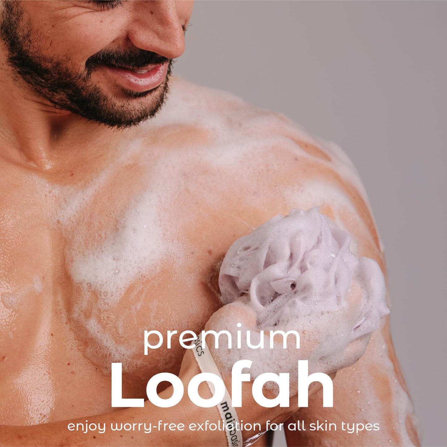 MainBasics Bath Shower Loofah Sponge Pouf Body Scrubber Exfoliator Body Wash Sponge (Set of 3, Perfectly Pink)