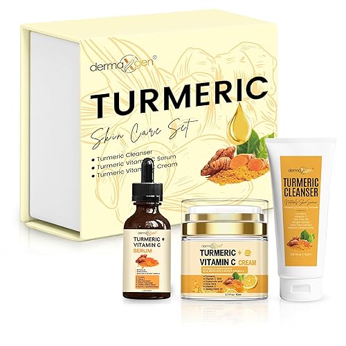 Dermaxgen Turmeric Complete Facial Care Kit - Organic Glowing Skin Anti-Aging, Rejuvenating, Boosting Collagen & Hydrating - Day & Night Brightening