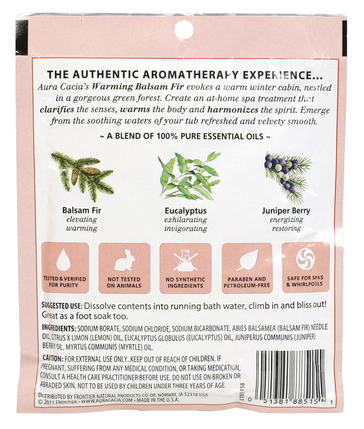 Aura Cacia Aromatherapy Mineral Bath, Warming Balsam Fir, 2.5 ounce packet (Pack of 3)