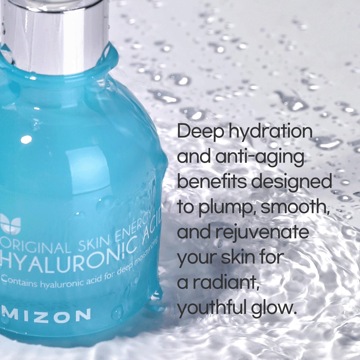 MIZON Hyaluronic Acid 100 Serum - Pure Hyaluronic Acid for Deep Hydration, Plumping & Skin Barrier Support - Lightweight K-Beauty Ampoule for Glass