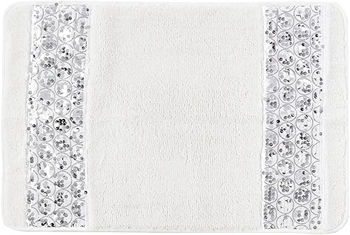 Popular Bath Sinatra Modern Bathroom Rug Classic Luxury Bath Rug Contemporary Decor Stylish Bath Mat for Shower Unique Design White Bathroom Rug Bath…