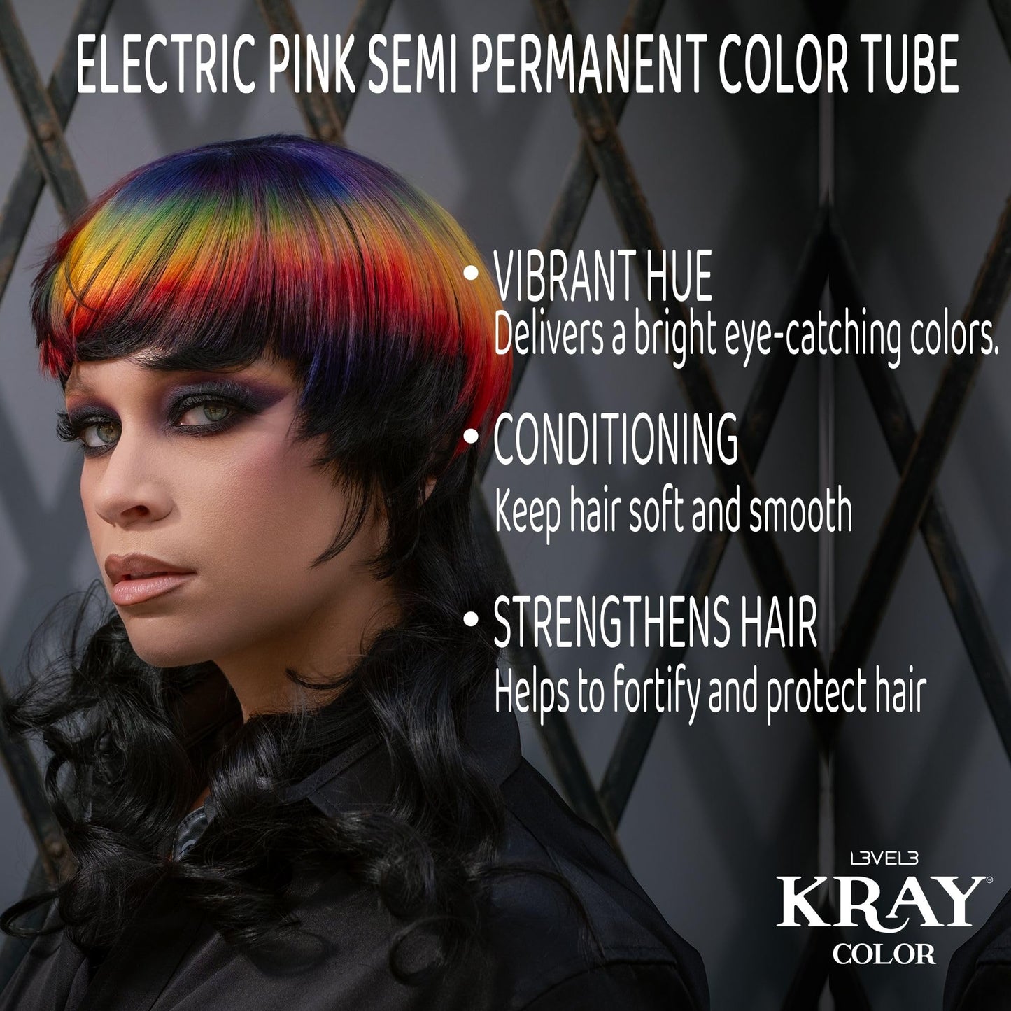 L3 - Level 3 Electric Semi Permanent Hair Color - Vibrant Long Lasting Shine - Argan Oil Protection - 100 ml - Electric Pink