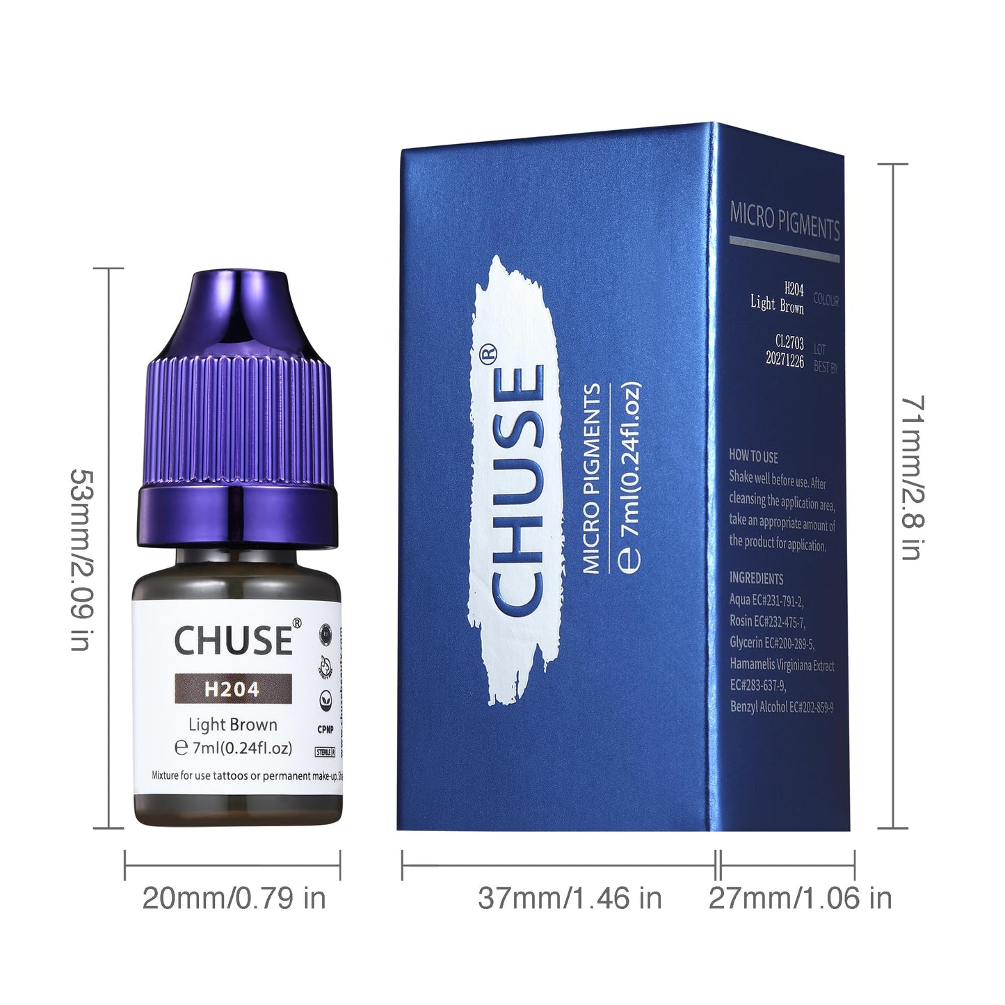 CHUSE PMU Hybrid Liquid Eyebrow Pigments 0.24oz/7ml (H204 Light Brown)