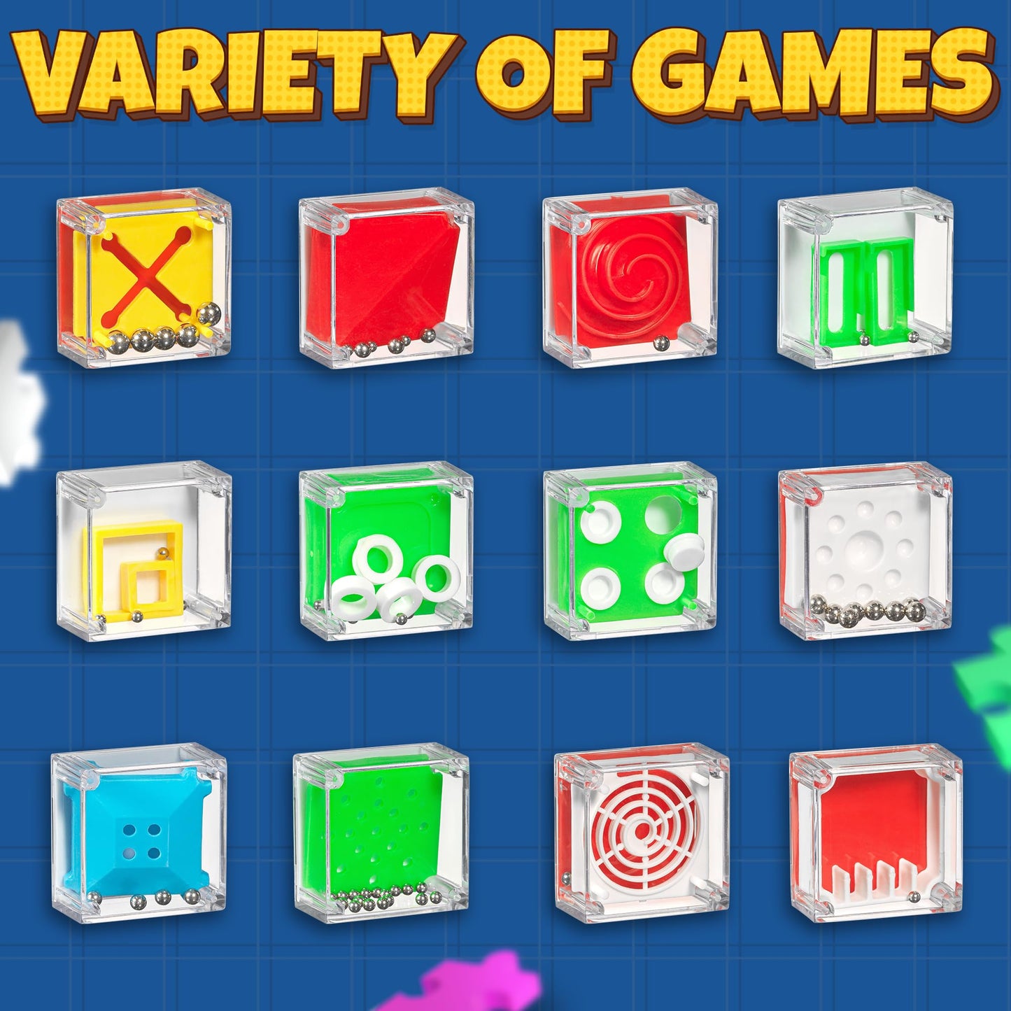 Bedwina Mini Cube Puzzle Box Set – 24-Pack 1.5" 3D Brain Teaser Maze Balls, Balance IQ Party Favor Games for Kids, Teens & Adults