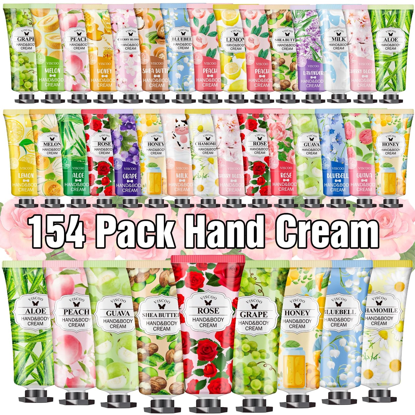 VISCOO 154 Pack Hand Cream Gifts Set for Women, Stocking Stuffers for Women Teengirls, Christmas Gifts, Bulk Gifts,Small Gifts,Mini Moisturizing Hand