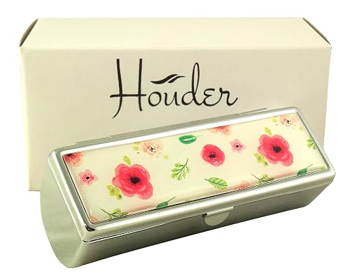 Houder Designer Lipstick Case with Mirror for Purse - Decorative Lipstick Holder with Gift Box - Velvet Lined - Protect Your Lipsticks in Style (Red