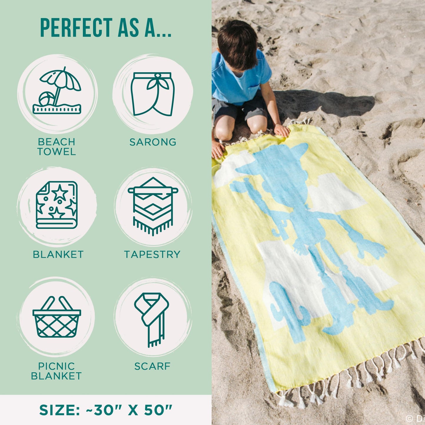 Sand Cloud Turkish Beach Towel - Disney Pixar Woody Kids - Sand Free - 100% Certified Organic Turkish Cotton Yarn - Quick Dry Towel for Beach…