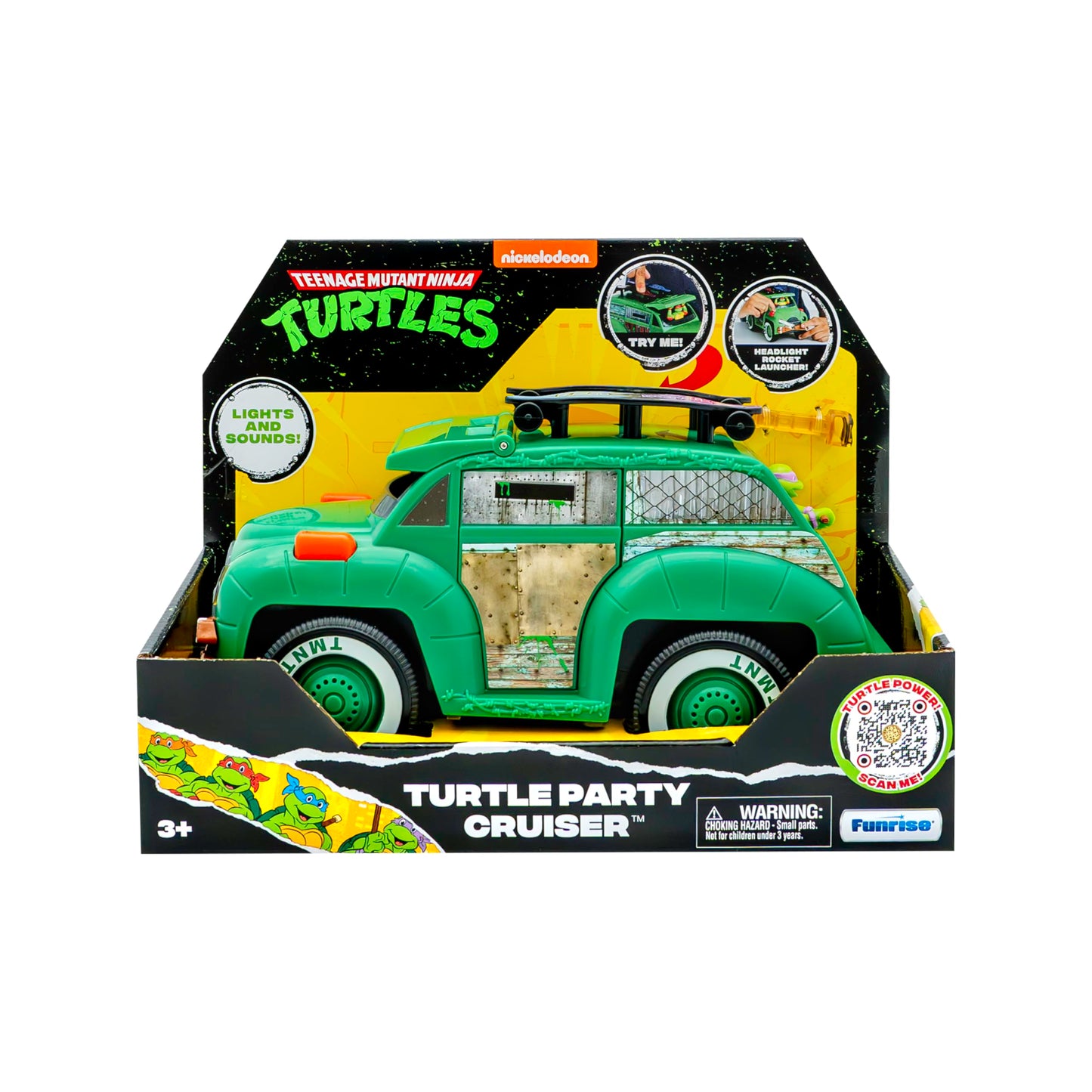 Teenage Mutant Ninja Turtles, Turtle Party Cruiser w/Lights and Sounds, Vintage Styling, Interactive Play, Ages 3+
