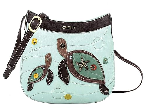 Chala Handbags Sea Turtle Crescent Crossbody Handbag Purse, Turtle Lovers